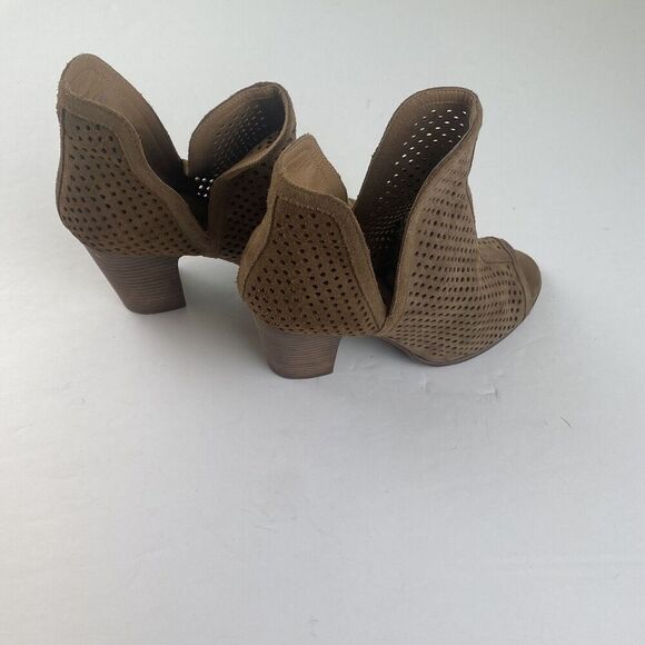 Lucky Brand Women Leather Upper Open Toe High Heel Ankle Booties Size 9 W/39 - Picture 7 of 16